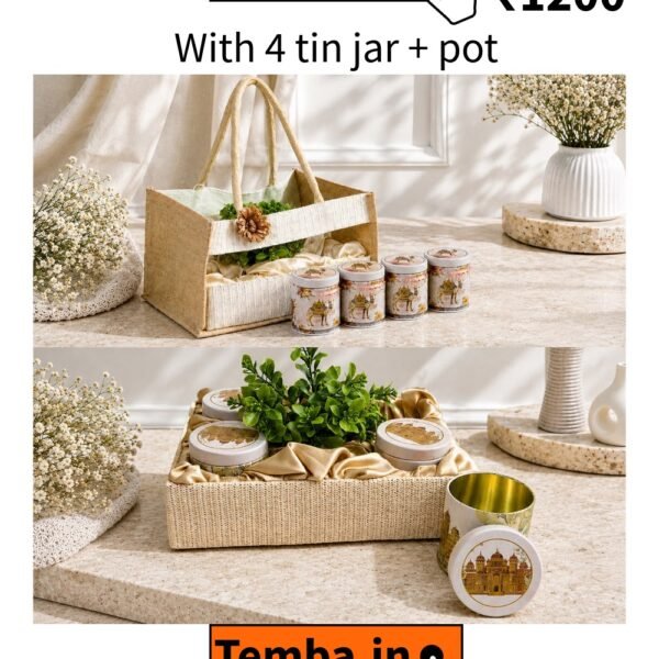 Jute Bag + 4 Tin Jar with Pot