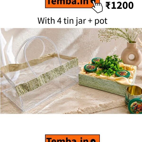 Jute Bag + 4 Tin Jar with Pot