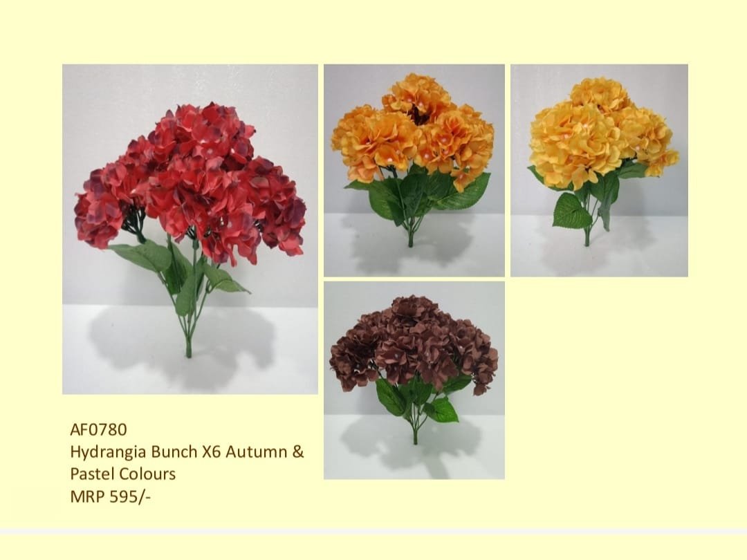 Flowers 37 Hydrangia Bunch X6 Autumn & Pastel Colours - Image 1