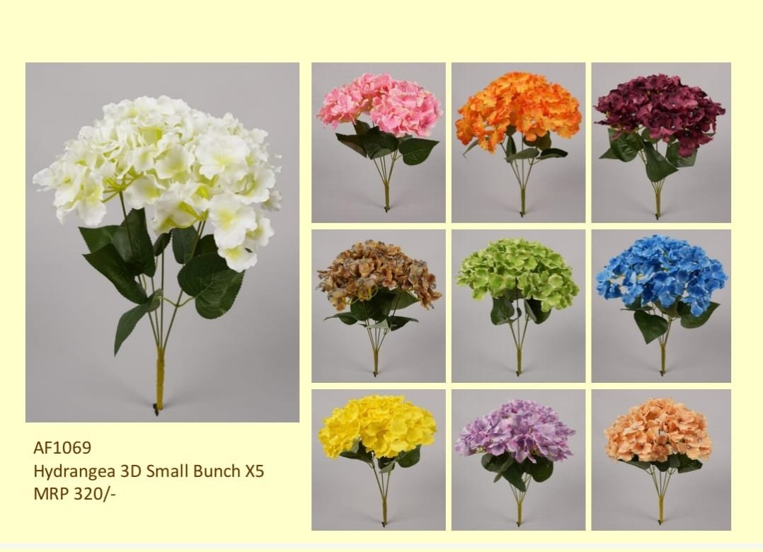 Flowers 44 (2) Hydrangea 3D Small Bunch X5 - Image 1