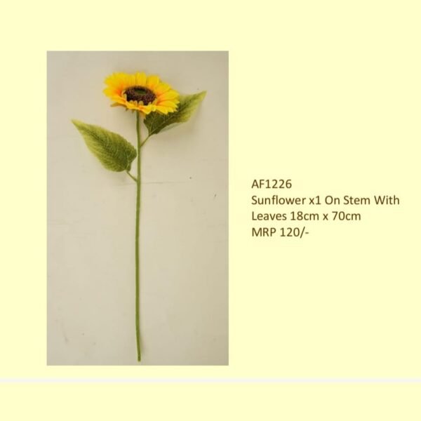 Sunflower x1 On Stem With Leaves 18cm x 70cm