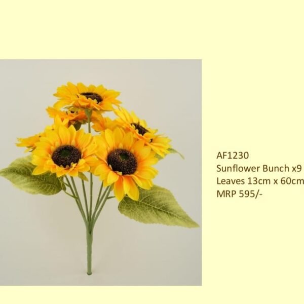 Sunflower Bunch x9 With Leaves 13cm x 60cm