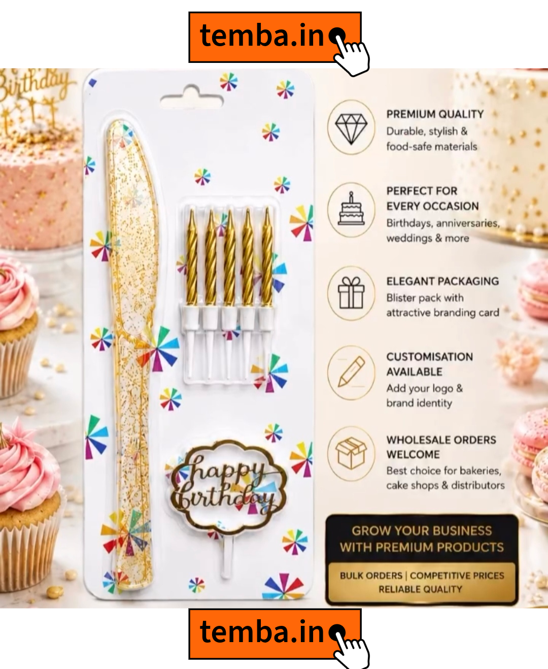 Temba 22-Aug-1 cake cutting knife combo - Image 1